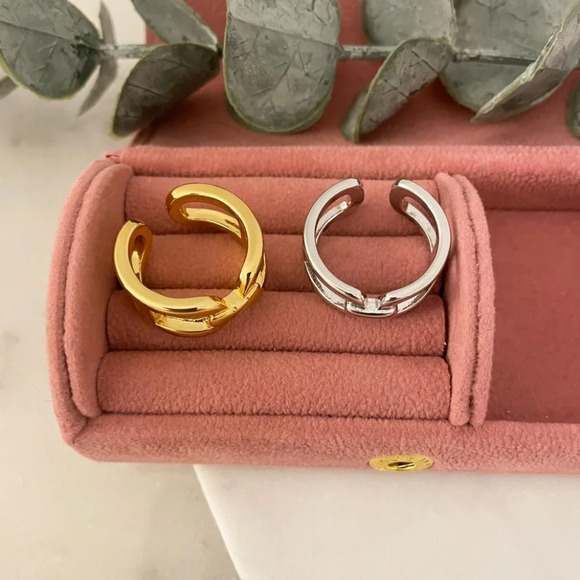 925 Sterling Silver Chunky Statement Ring Buckle Ring Large Thick Bold Ring - Picture 5 of 8